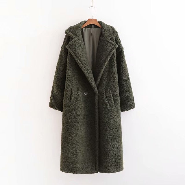 Streetwave Faux Fur Coat Oversized With Turnover Collar Luxury Warm Coat For Women