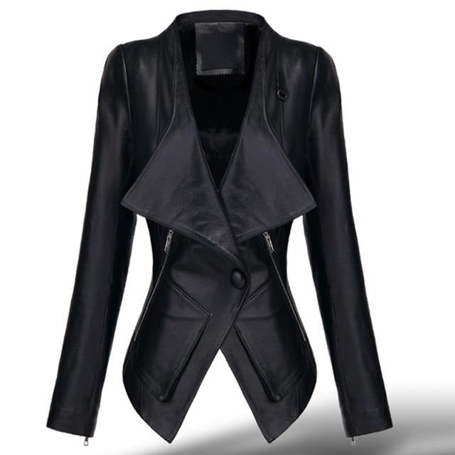 Street Wave Leather Jacket For Women Minimalist Style Lightweight Yet Durable With One Button Closure And Zip Pocket