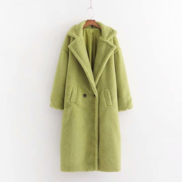 Streetwave Faux Fur Coat Oversized With Turnover Collar Luxury Warm Coat For Women