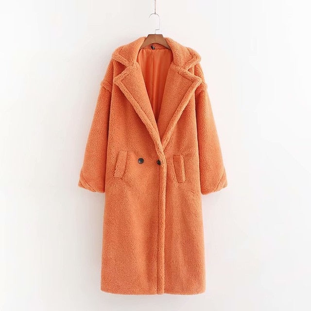 Streetwave Faux Fur Coat Oversized With Turnover Collar Luxury Warm Coat For Women