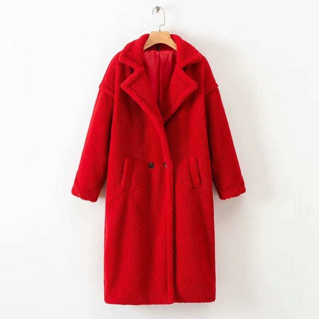 Streetwave Faux Fur Coat Oversized With Turnover Collar Luxury Warm Coat For Women