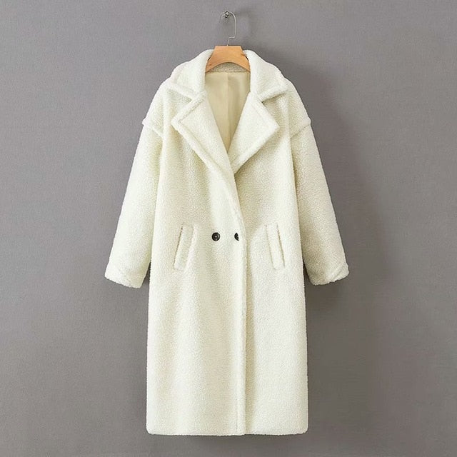 Streetwave Faux Fur Coat Oversized With Turnover Collar Luxury Warm Coat For Women