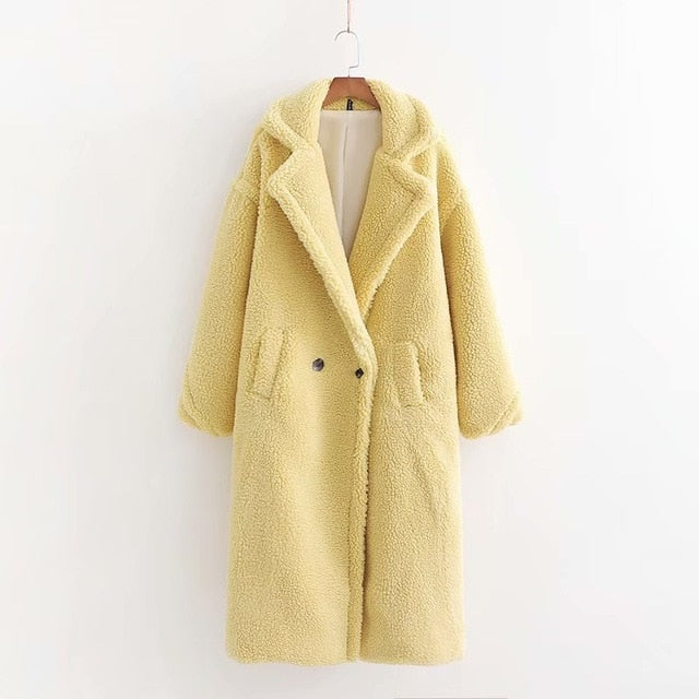 Streetwave Faux Fur Coat Oversized With Turnover Collar Luxury Warm Coat For Women