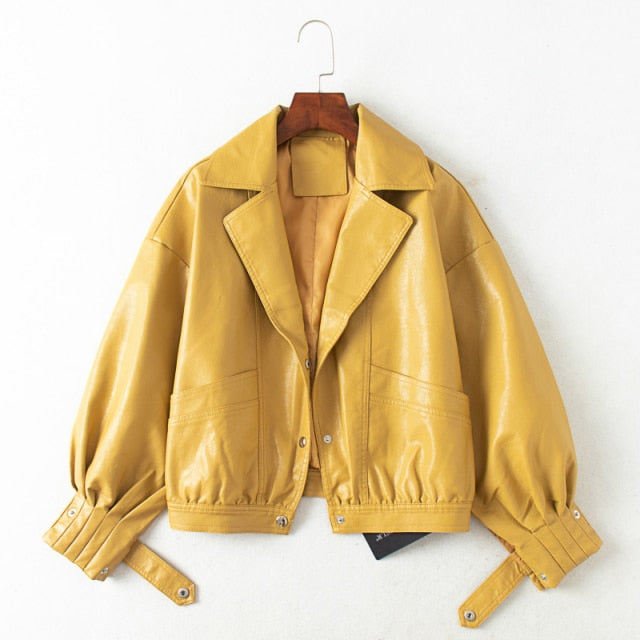 Street Wave Faux Leather Jacket For Women With Sleeve Tie Embellishments Timeless Versatile Outerwear