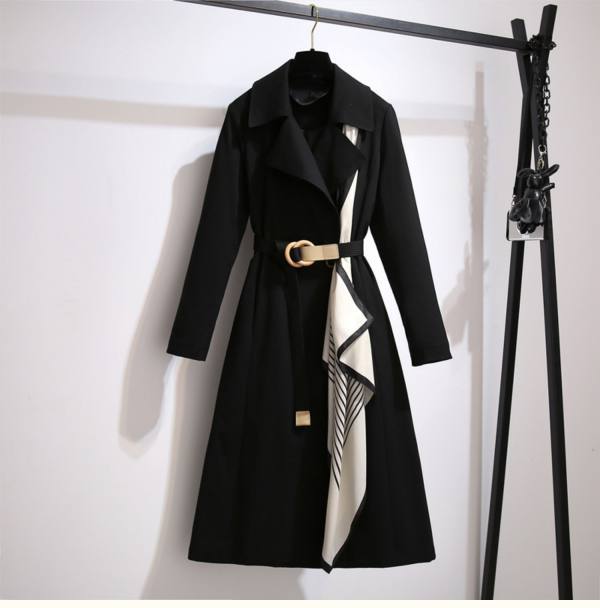 Street-Wave Trench Coat For Women Warm And Dry Water-Resistant Classic Style With Belt