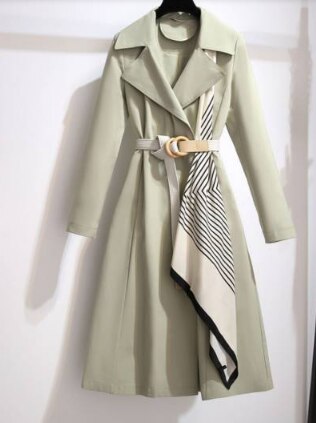 Street-Wave Trench Coat For Women Warm And Dry Water-Resistant Classic Style With Belt