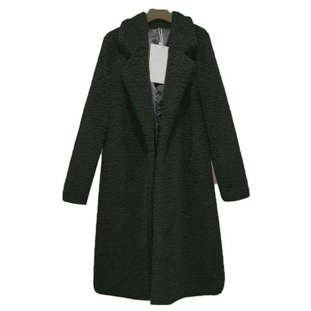 Street-wave Long Faux Fur Coat For Women Warm Cozy Winter Outerwear With Foldable Collar