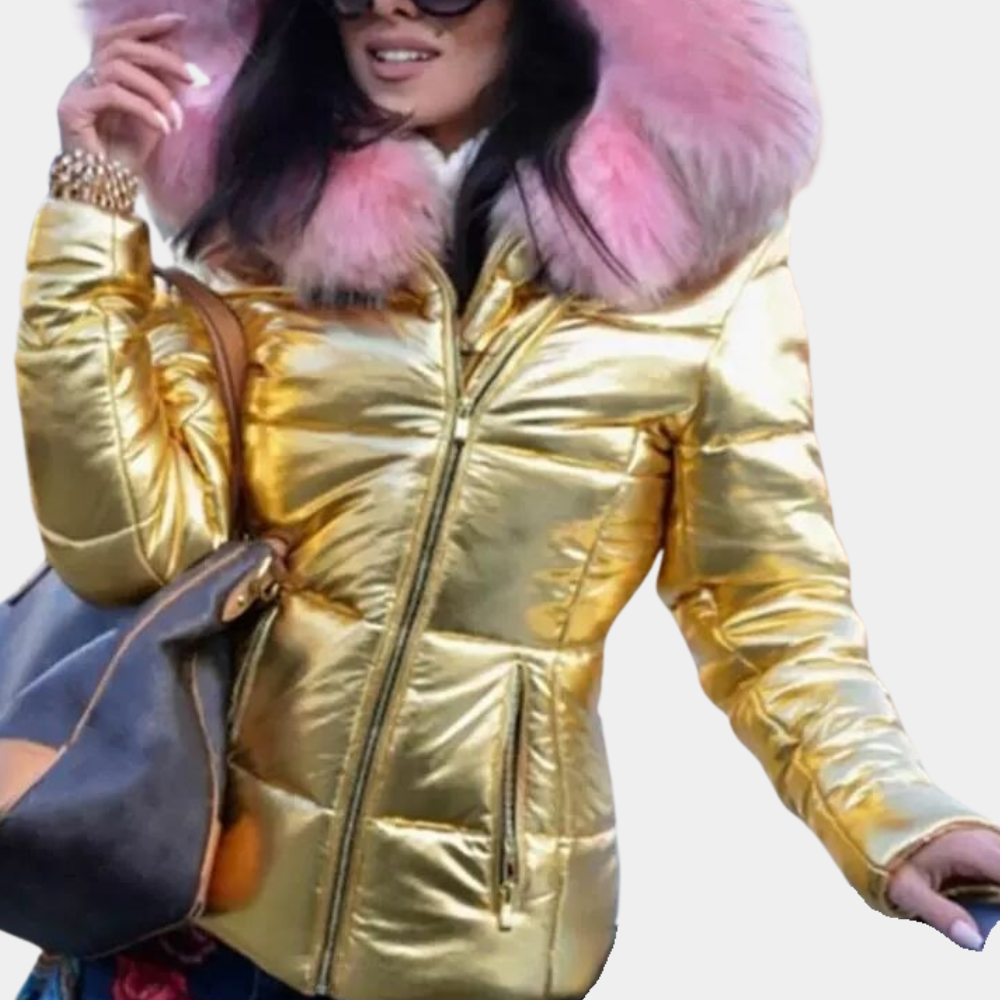 Street-wave Women's Winter Puffer Hooded Jacket With Warm Fleece Lining For Cold Weather
