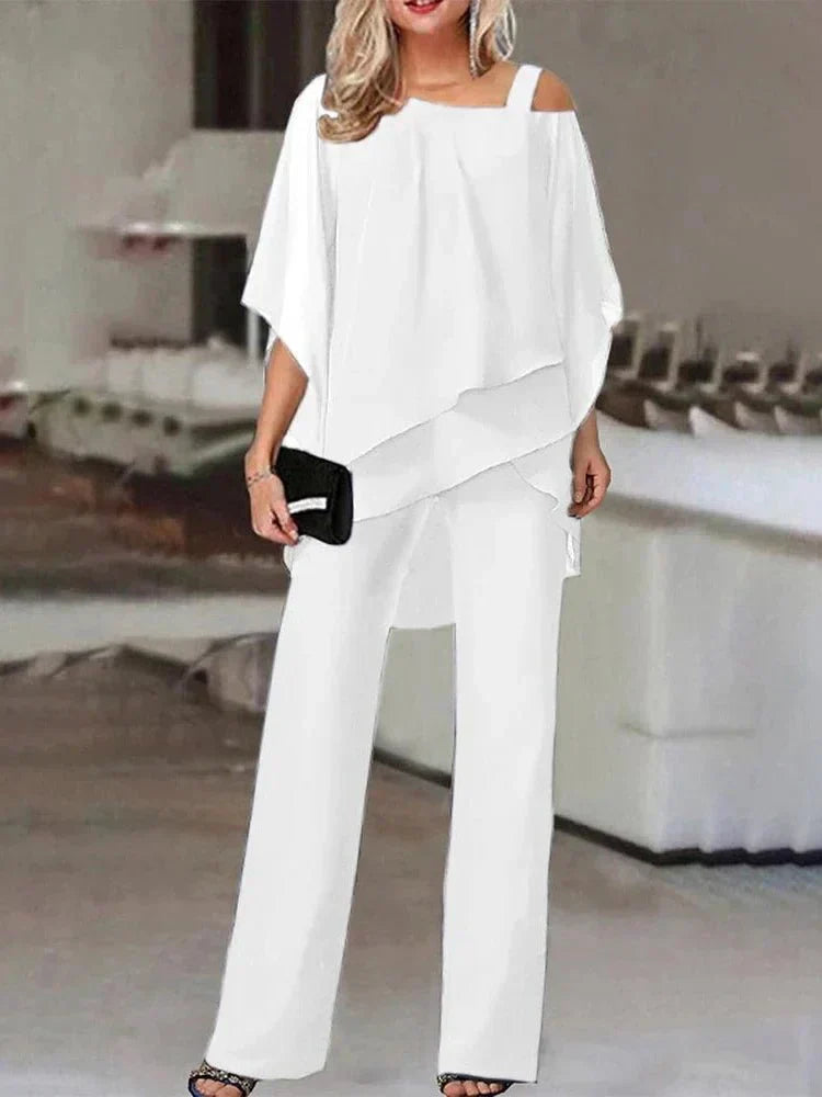 Bonafita Linen Two Piece Set For Women Off Shoulder Top And Wide Leg Pants Comfortable And Versatile For Any Occasion