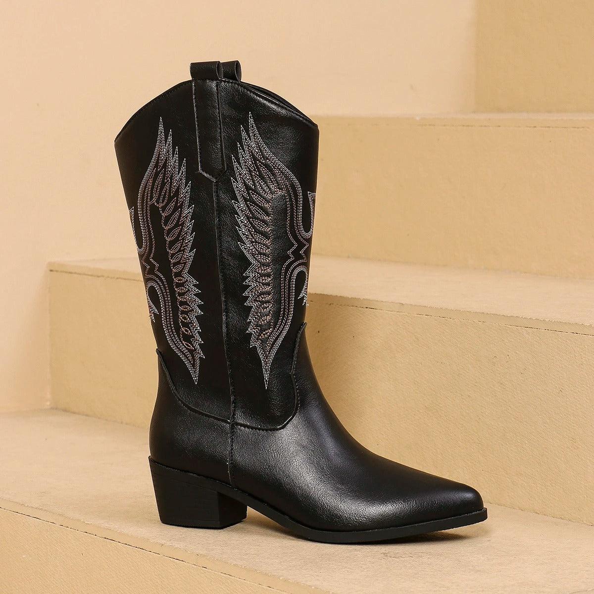 Streetwave Embroidered Western Cowboy Boots With Premium Leather And Two Inch Heel For Fashion Forward Cowgirls
