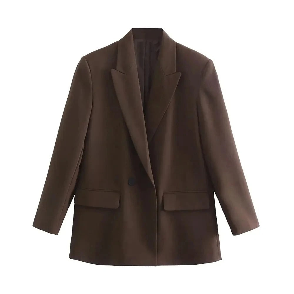 Street Wave Oversized Blazer For Women Trendy Versatile Jacket With Structured Silhouette For Modern Office Wear