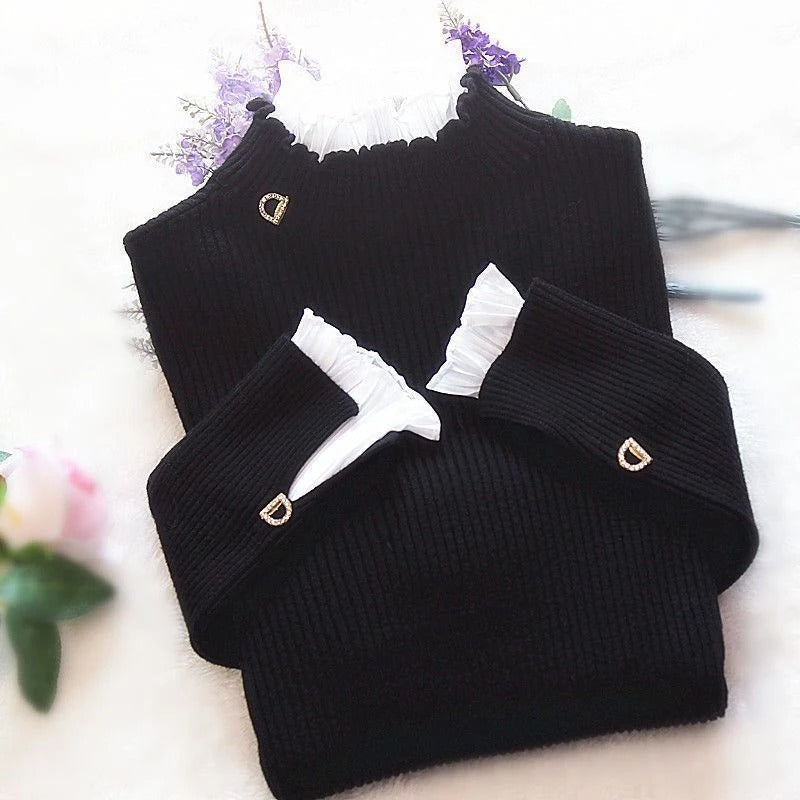 Street-Wave Women's Turtleneck Sweater Warm Cozy Acrylic Wool Blend for Classic Winter Style