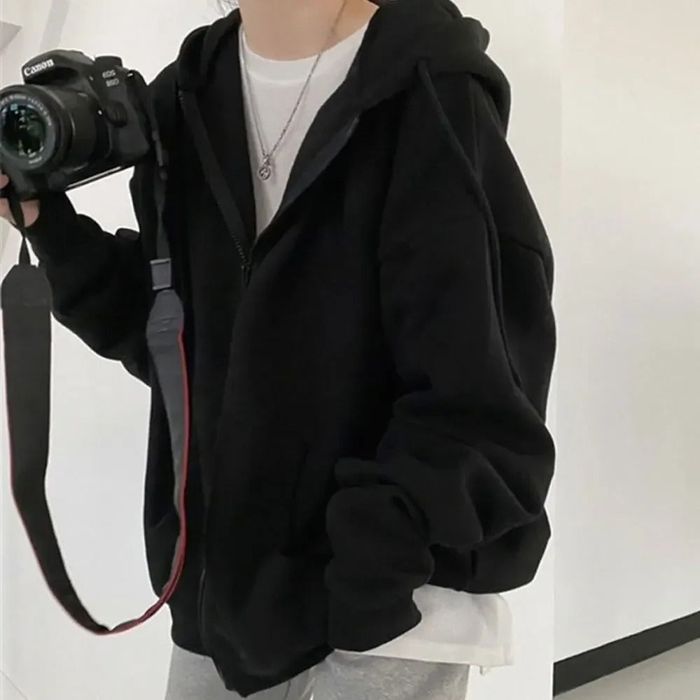 Street-Wave Oversized Zip Up Hoodie Jacket For Casual Streetwear Lovers Relaxed Fit Comfort
