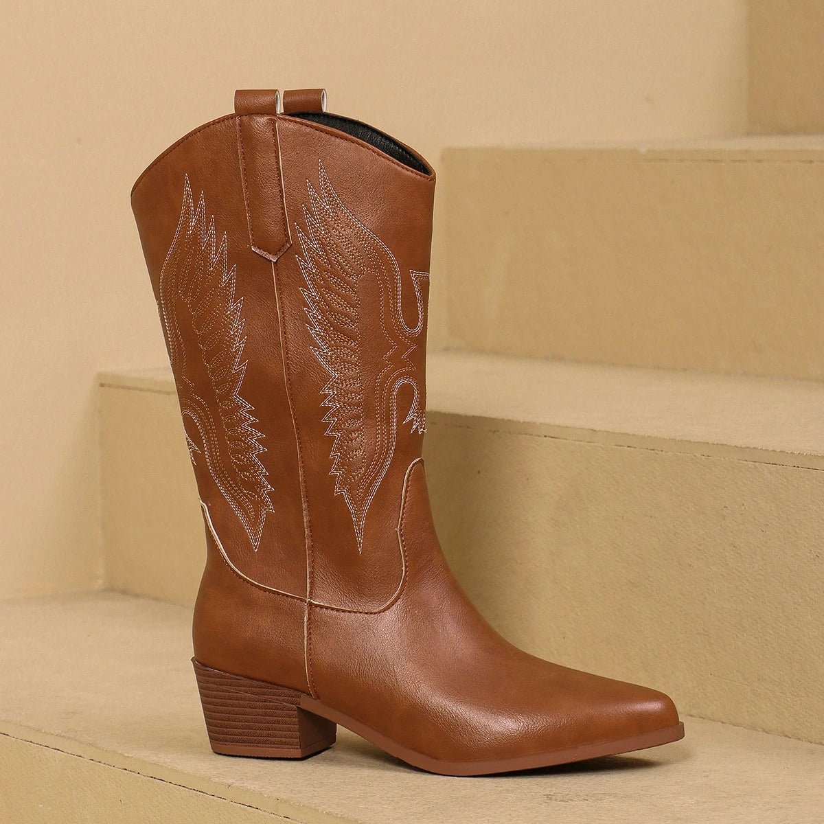 Streetwave Embroidered Western Cowboy Boots With Premium Leather And Two Inch Heel For Fashion Forward Cowgirls