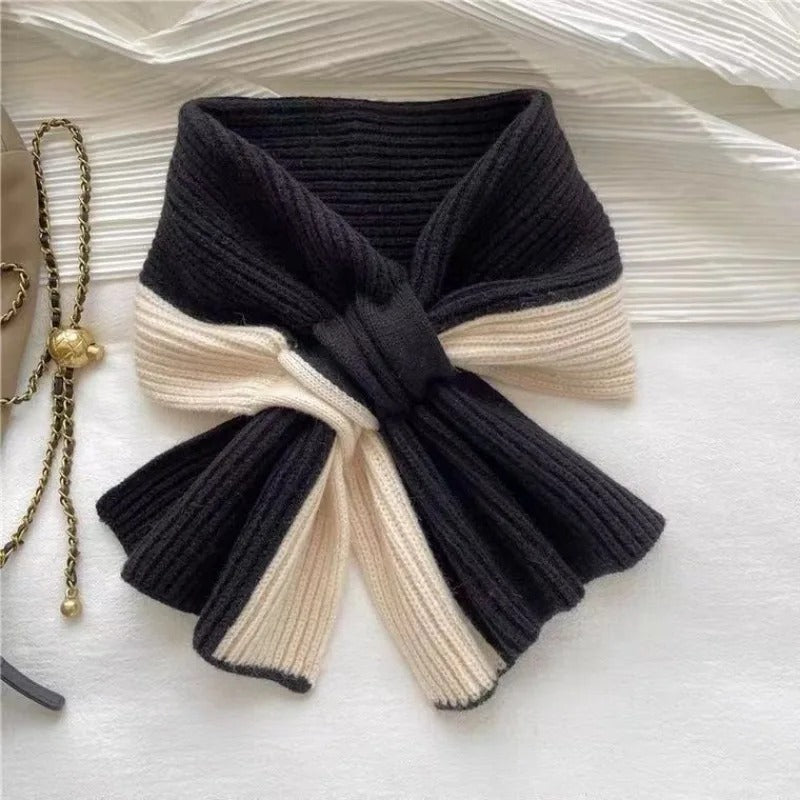 Street-wave Cross Knit Winter Scarf For Women Warm Cozy Ribbed Knit Fashion Accessory