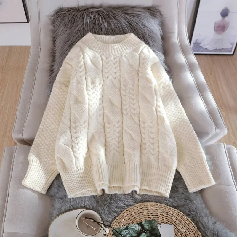 Street-Wave Cable Knit Sweater For Women Cozy Warmth In Teal Premium Knit Pullover