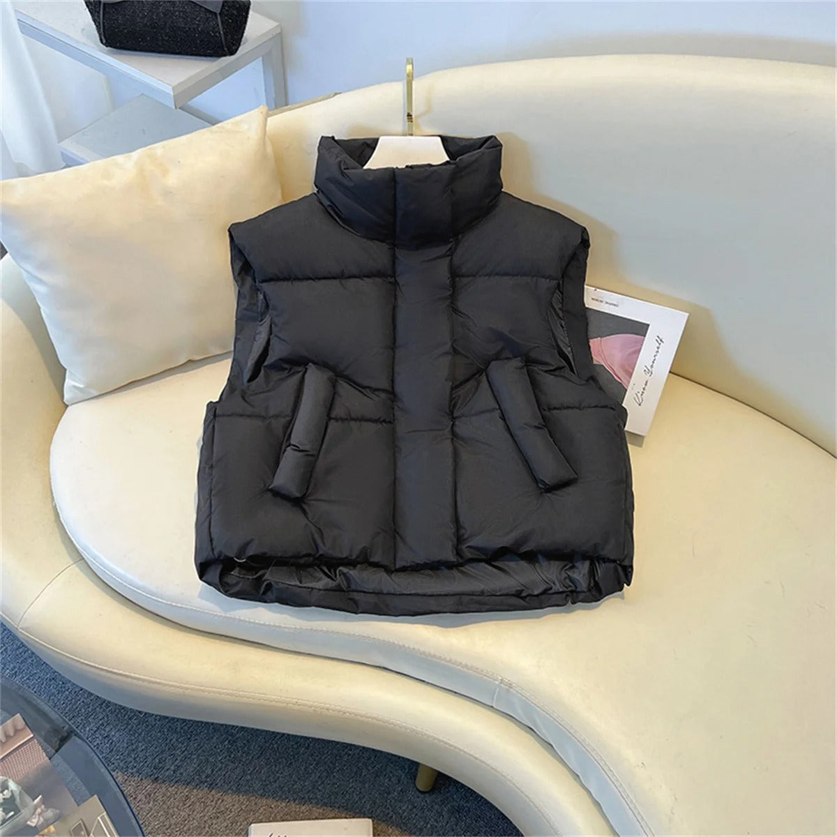 Street Wave Windproof Short Vest For Active Athletes Lightweight Puffer Outerwear