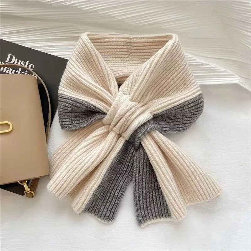 Street-wave Cross Knit Winter Scarf For Women Warm Cozy Ribbed Knit Fashion Accessory