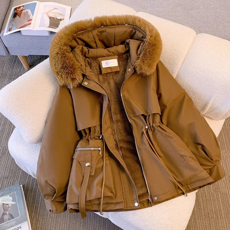Street-wave Hooded Fleece-Lined Jacket for Women Cozy Yet Chic Outerwear With Flattering Silhouette