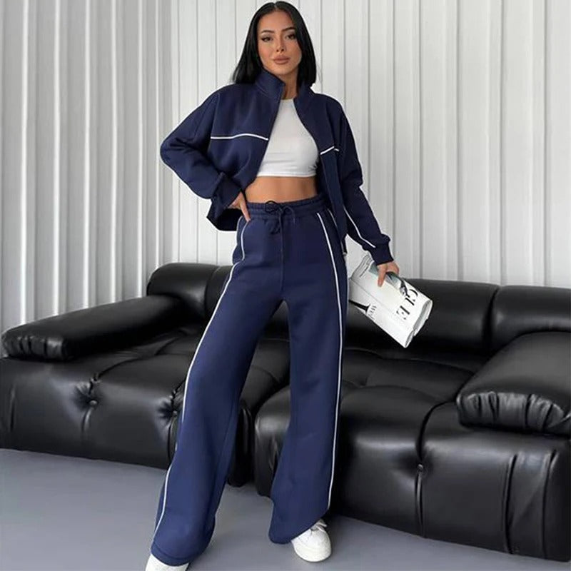 Street-wave Womens Two-Piece Knit Set With Cozy Oversized Pullover And Ribbed Joggers