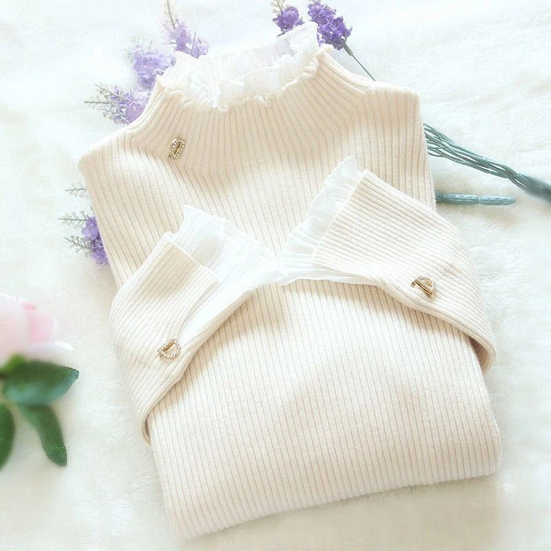 Street-Wave Women's Turtleneck Sweater Warm Cozy Acrylic Wool Blend for Classic Winter Style