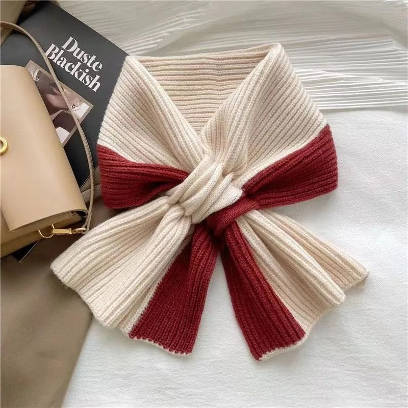 Street-wave Cross Knit Winter Scarf For Women Warm Cozy Ribbed Knit Fashion Accessory
