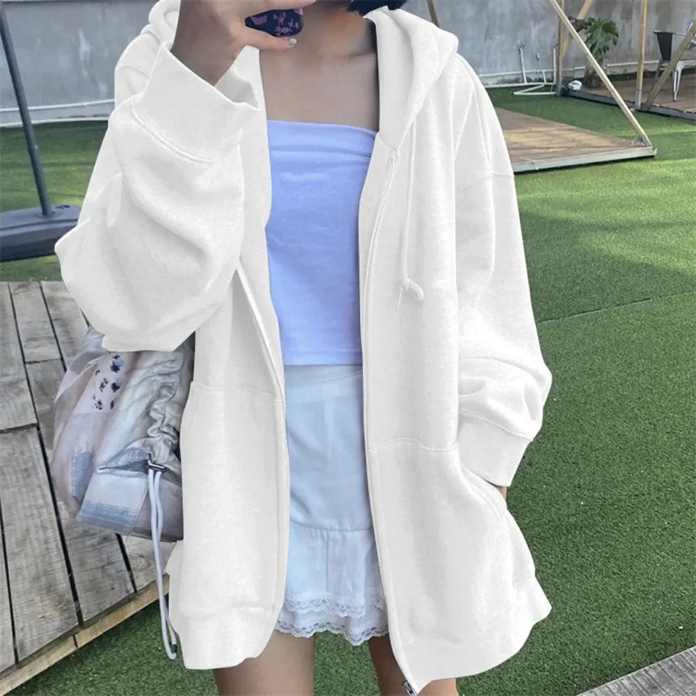 Street-Wave Oversized Zip Up Hoodie Jacket For Casual Streetwear Lovers Relaxed Fit Comfort