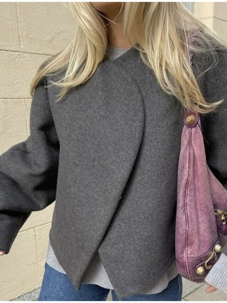 Street-wave Relaxed Wool Short Coat For Women Cozy Luxury Outerwear Chic Versatility