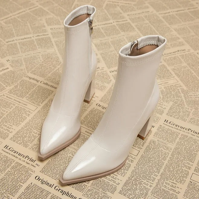 Streetwave Winter Velvet Ankle Boots For Women Pointed Toe Block Heel Timeless Elegance