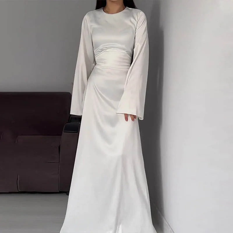 Street Wave Elegant Maxi Dress for Women with Long Sleeves and Tailored Waist for Formal Events