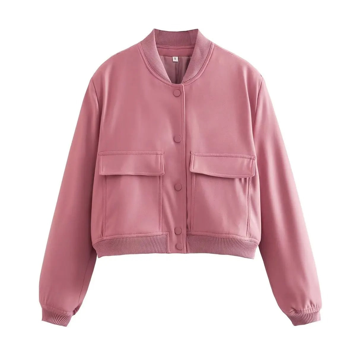 Street-wave Women's Bomber Jacket With Pockets Olive Versatile Everyday Style Essentials