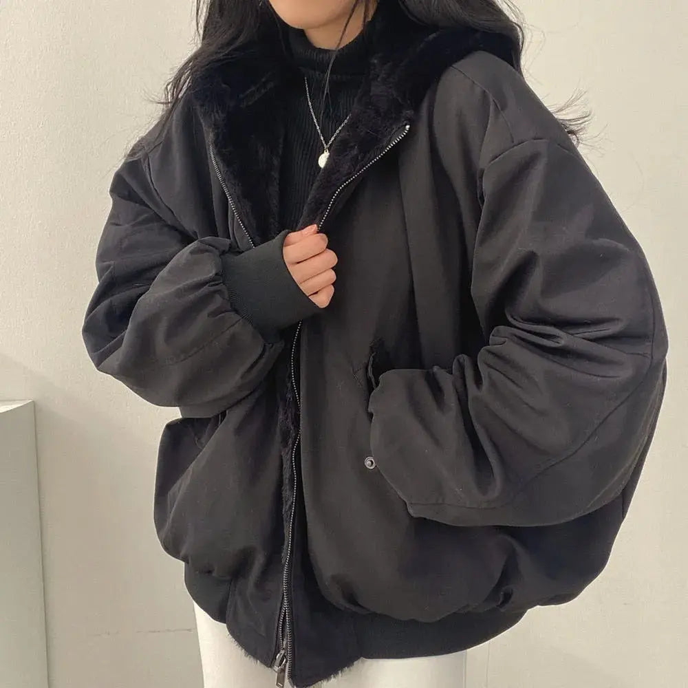 Street Wave Plus Size Teddy Bomber Jacket For Women Warm Cozy Winter Outerwear Premium Comfort