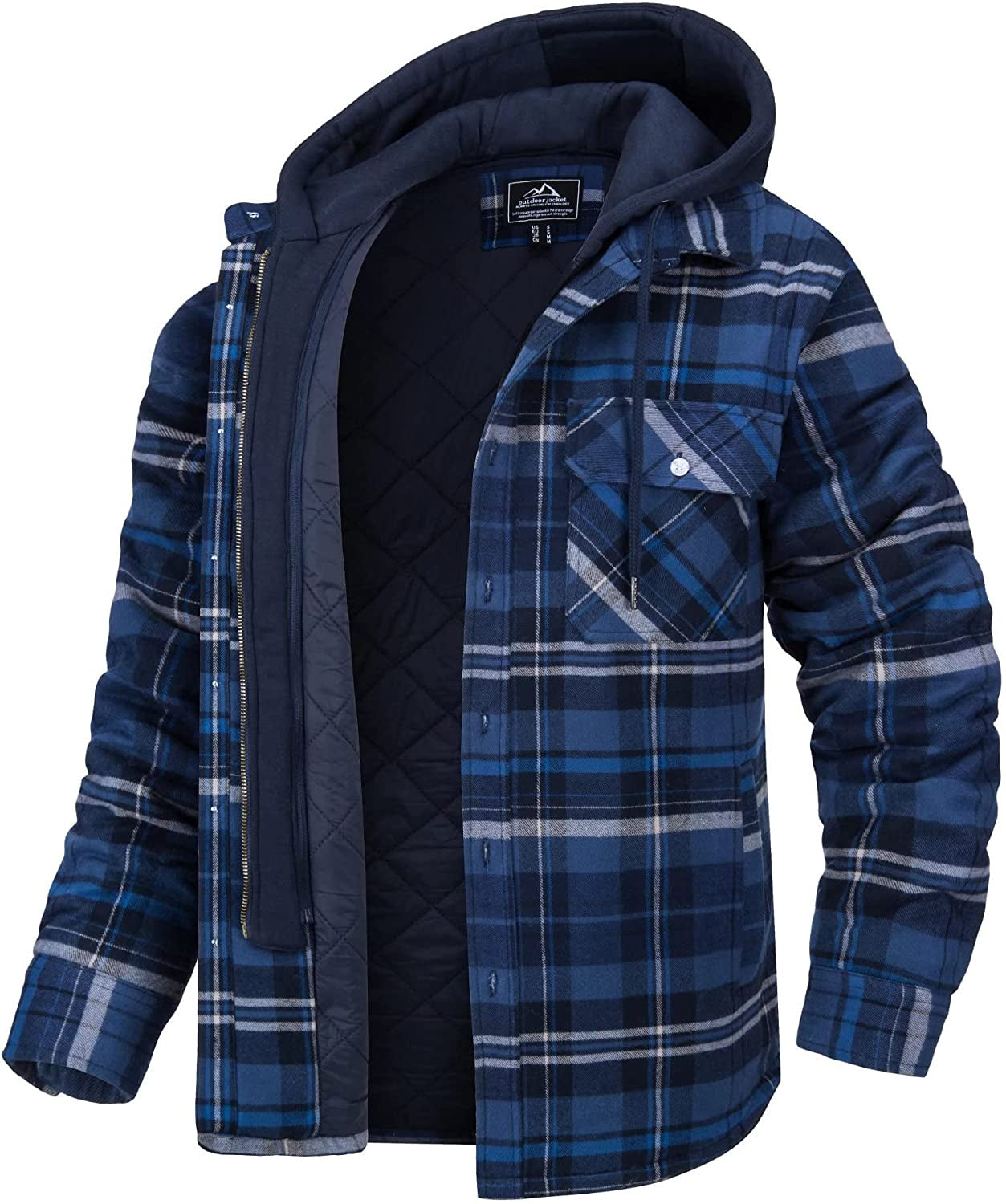 Street-Wave Men's Plaid Shirt Jacket With Flannel Quilted Lining Winter Ready