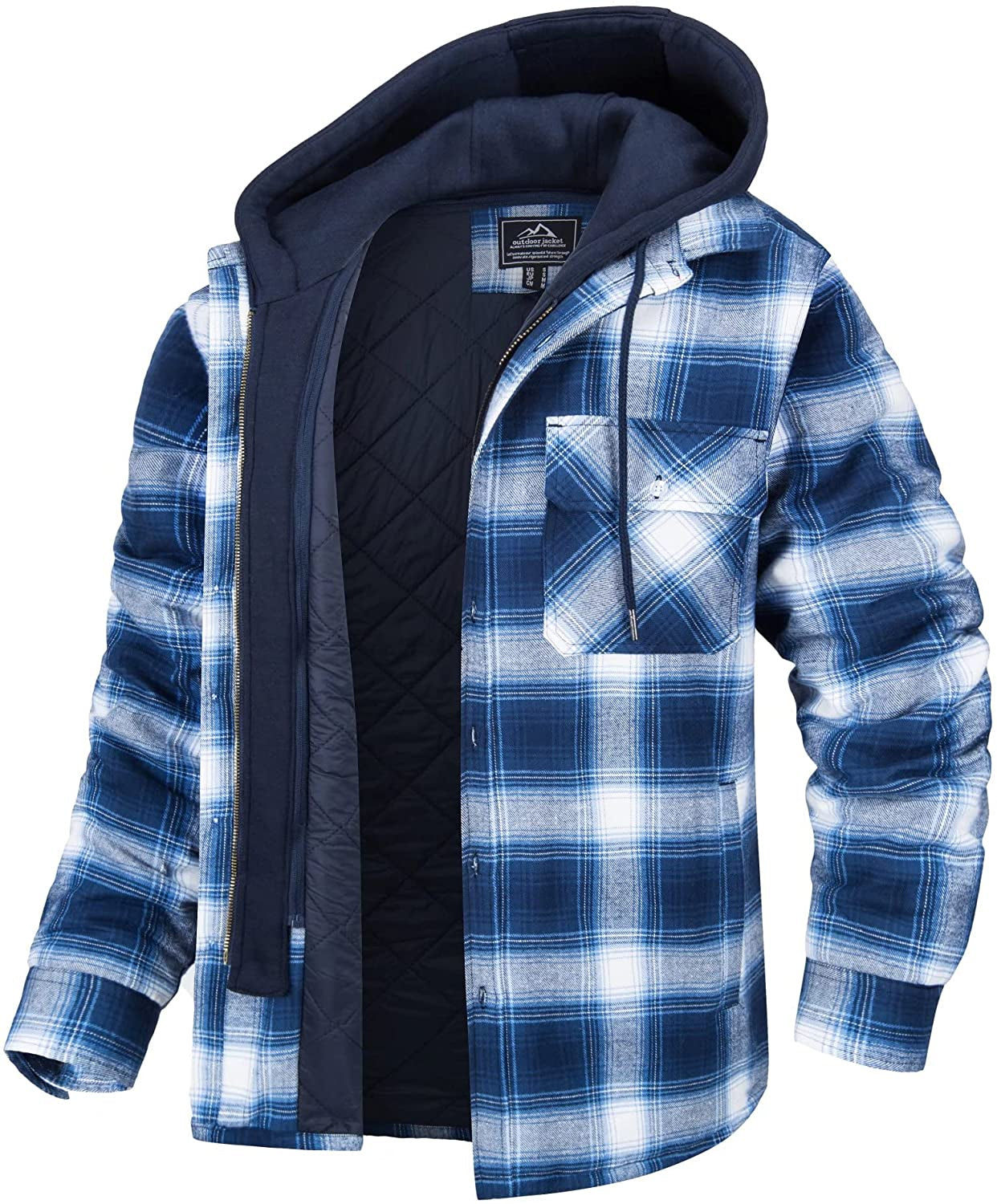 Street-Wave Men's Plaid Shirt Jacket With Flannel Quilted Lining Winter Ready