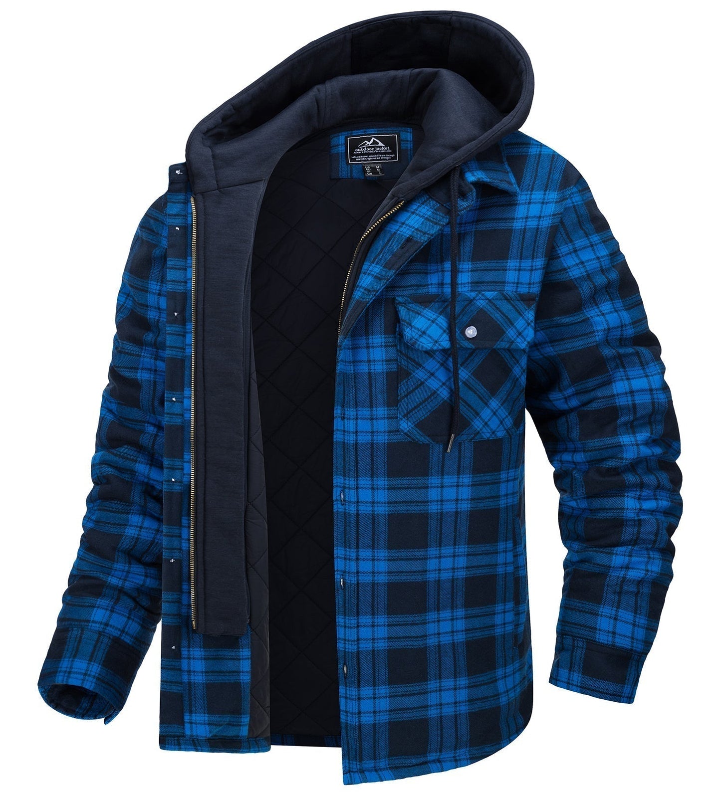 Street-Wave Men's Plaid Shirt Jacket With Flannel Quilted Lining Winter Ready