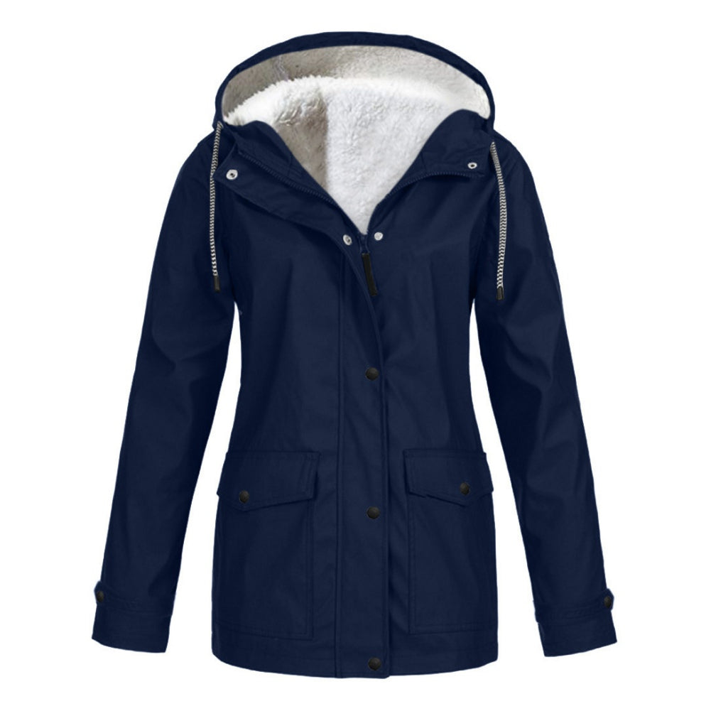 Street Wave Cozy Women Hooded Jacket With Faux Fur Lined Hood For Warm Comfort And Style