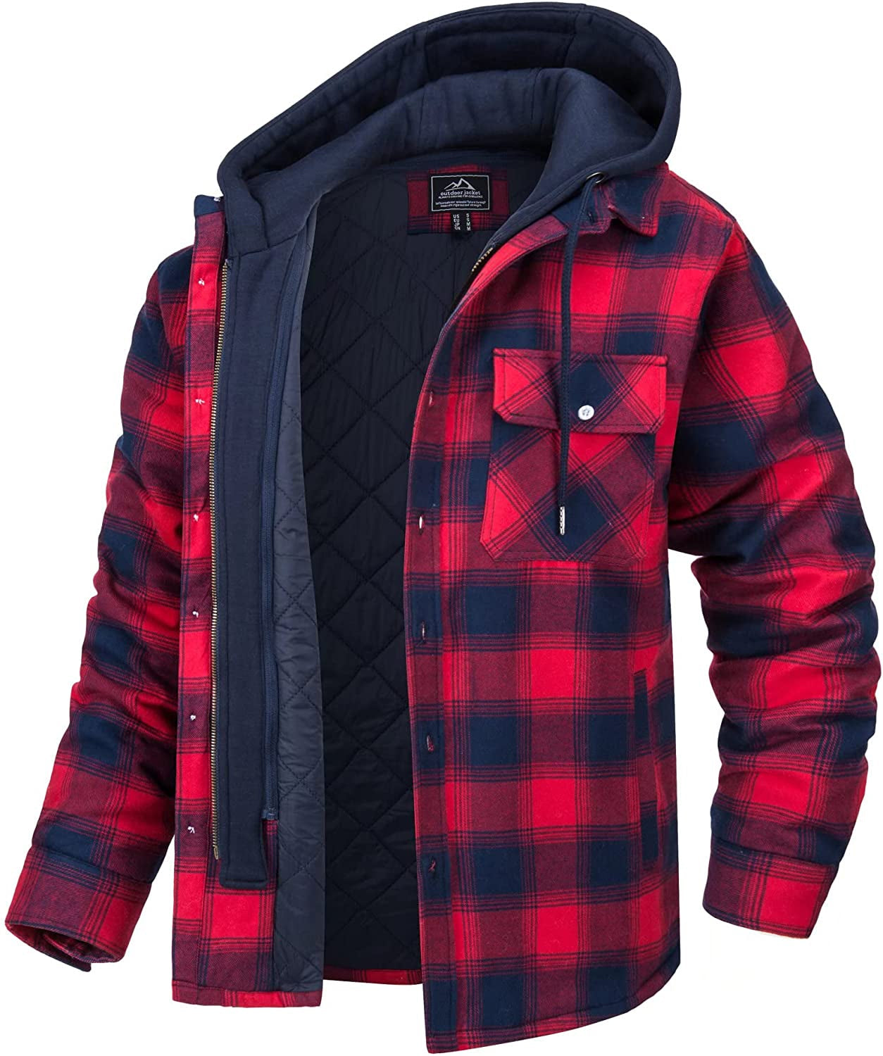 Street-Wave Men's Plaid Shirt Jacket With Flannel Quilted Lining Winter Ready