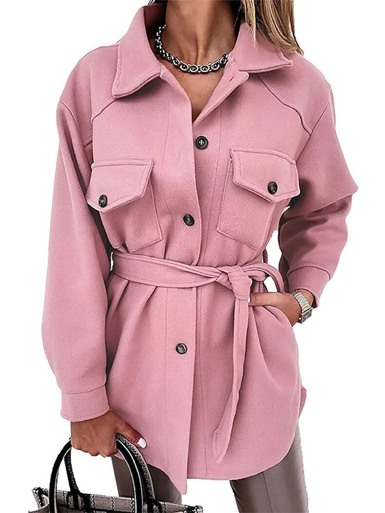 Street-wave Wool-Look Jacket For Women Lightweight Spring Coat With Trendy Modern Flair