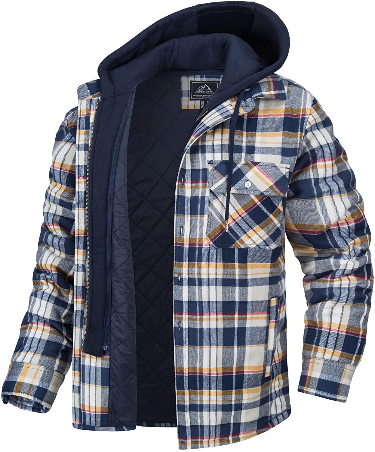 Street-Wave Men's Plaid Shirt Jacket With Flannel Quilted Lining Winter Ready