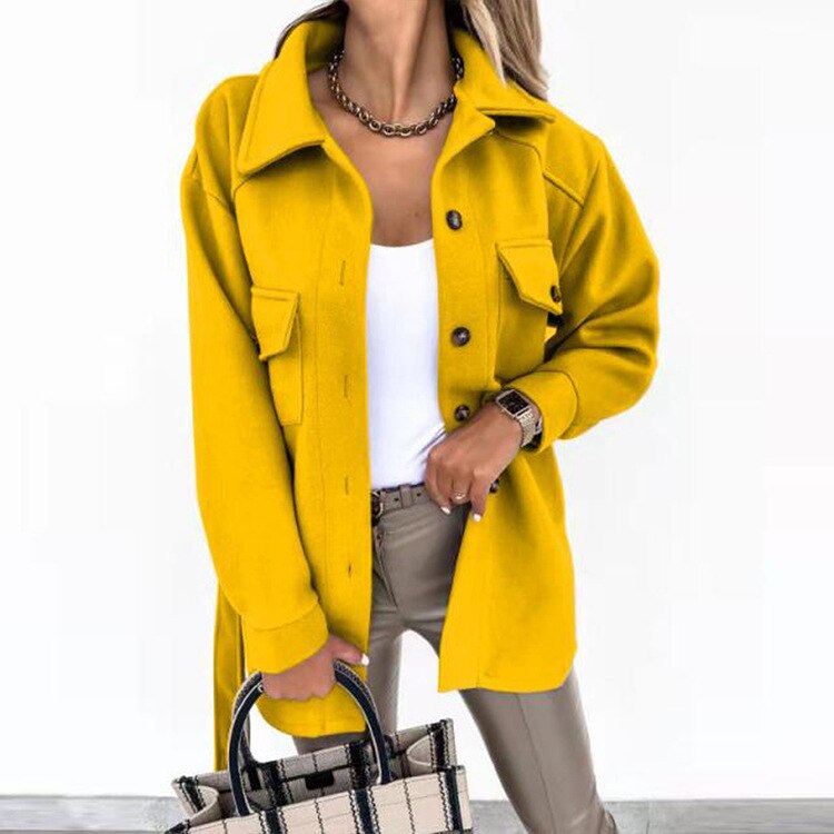 Street-wave Wool-Look Jacket For Women Lightweight Spring Coat With Trendy Modern Flair
