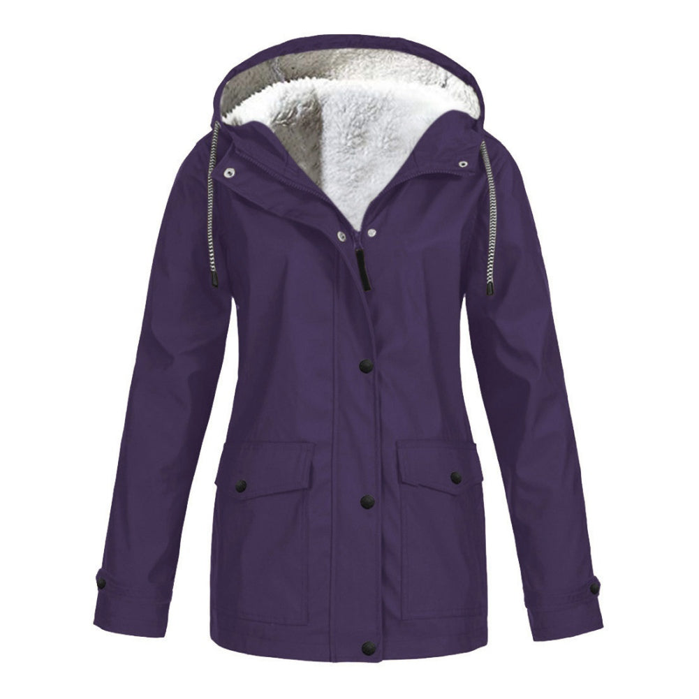 Street Wave Cozy Women Hooded Jacket With Faux Fur Lined Hood For Warm Comfort And Style