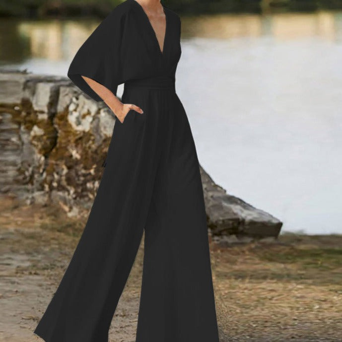 Lena V Neck Jumpsuit Street Wave For Women Elegant Comfort