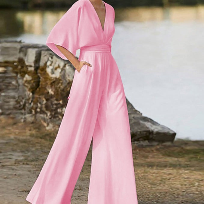 Lena V Neck Jumpsuit Street Wave For Women Elegant Comfort