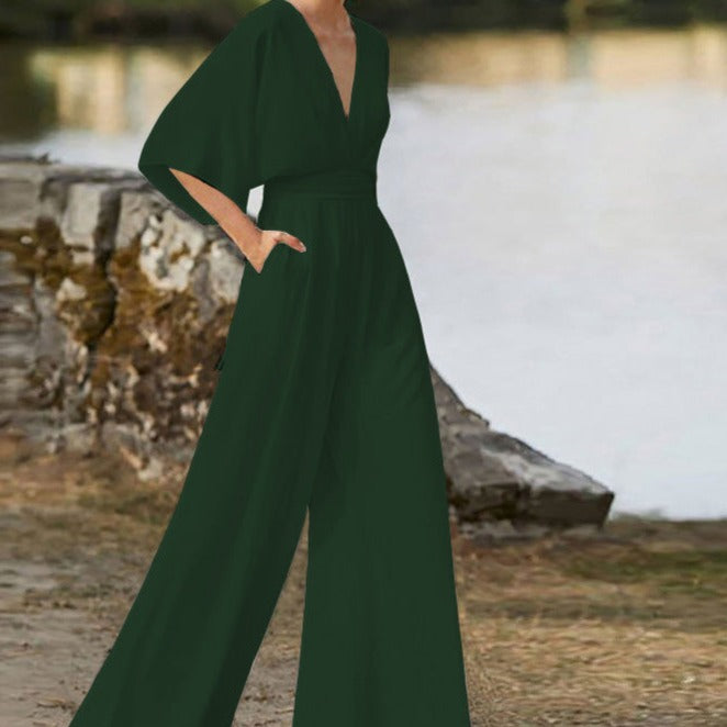 Lena V Neck Jumpsuit Street Wave For Women Elegant Comfort