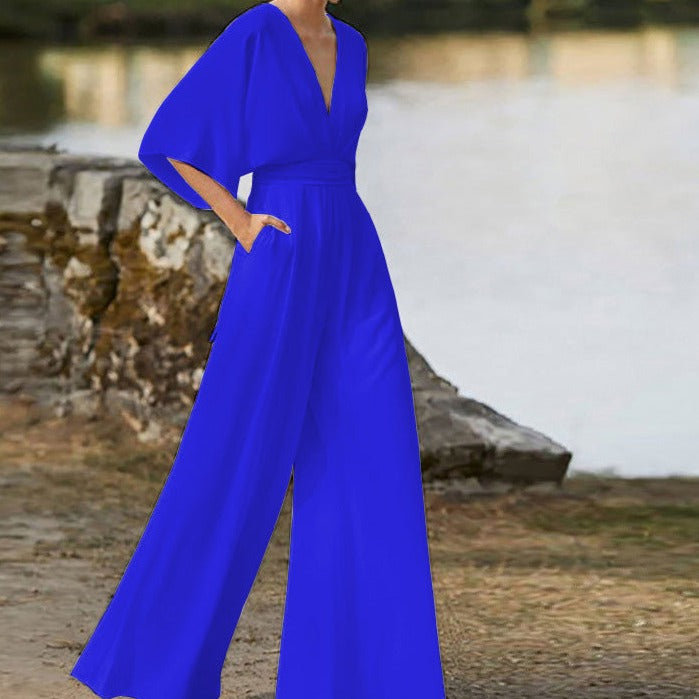 Lena V Neck Jumpsuit Street Wave For Women Elegant Comfort