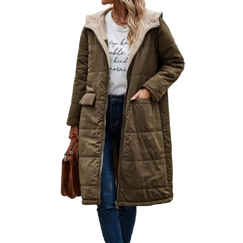 Street-Wave Long Puffer Coat For Women Warmth Cozy Comfort Durable Quilted Outerwear