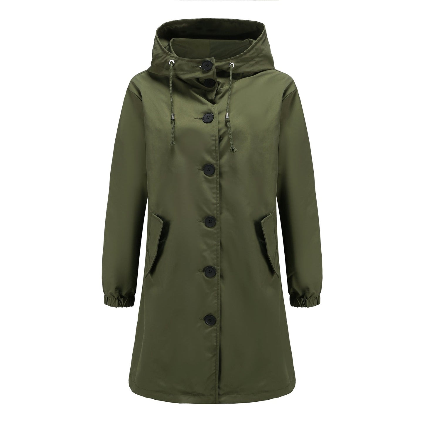 Street Wave Hooded Coat With Button Closure Womens Classic Parka For Fall Winter