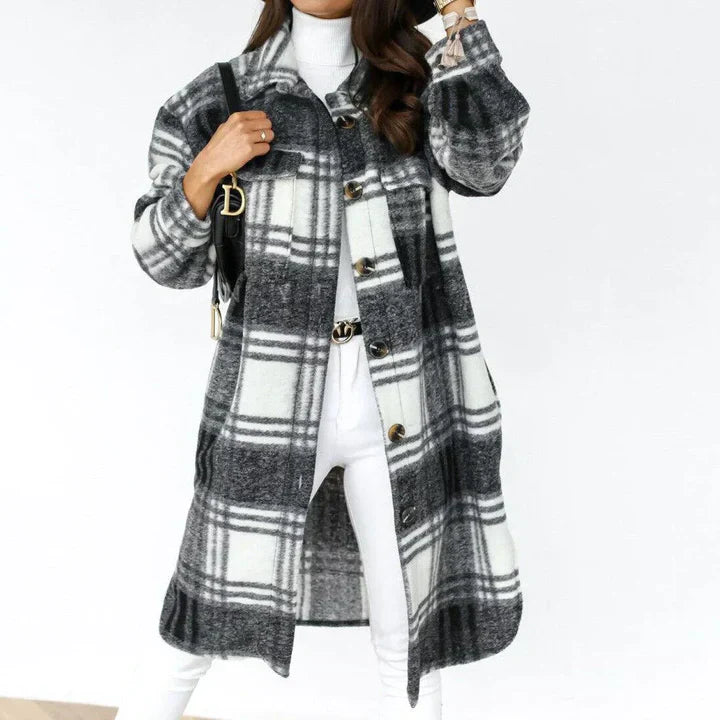 Streetwave Plaid Coat for Women Soft Cozy Warm Jacket Versatile Casual to Chic Look