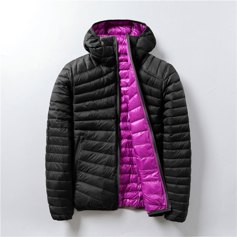 Street Wave Lightweight Down Jacket With Pink Contrast Lining For Women Warm And Practical