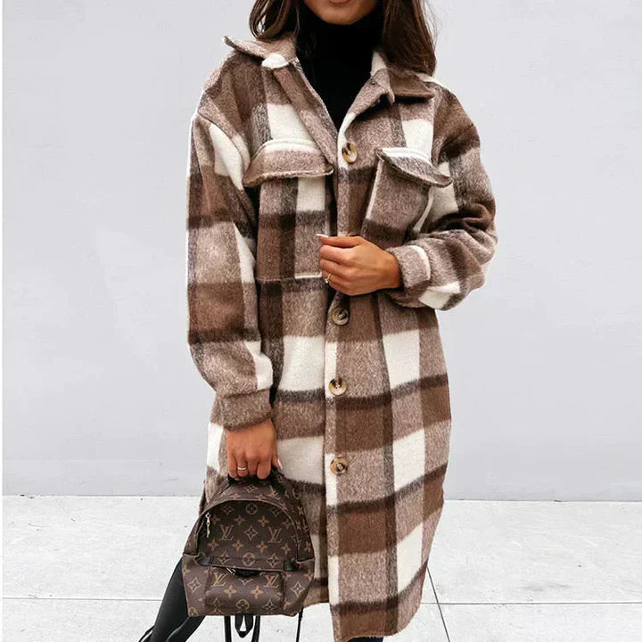 Streetwave Plaid Coat for Women Soft Cozy Warm Jacket Versatile Casual to Chic Look